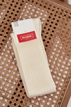 Skarpetki|Skarpetki>Milena Podkolanówki Z Wełny MERINO Ecru