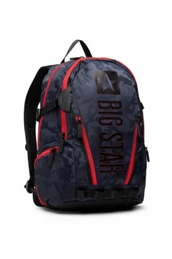 Best Podróżny Plecak Big Star HH574179 Czarno-Czerwony Plecaki