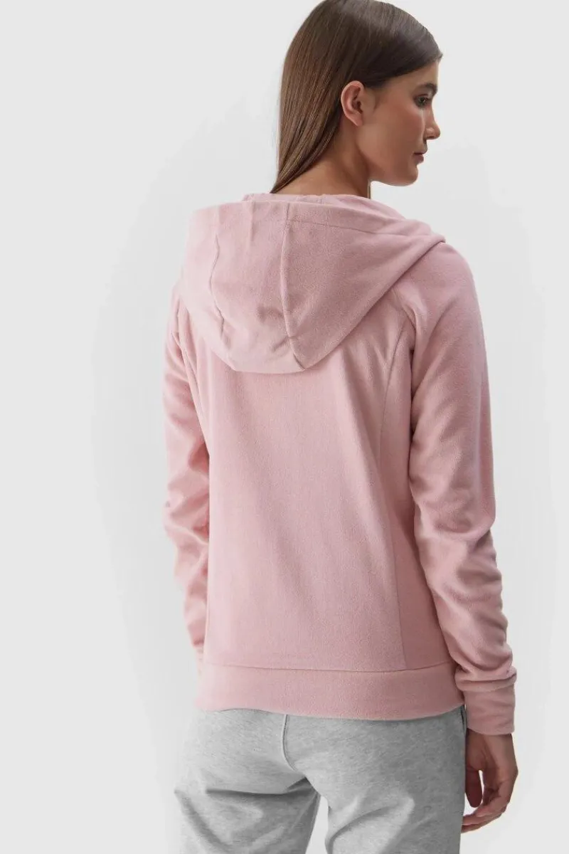 Bluzy Damskie|Odzież 4F>4F Polar Damski Z Kapturem AW23TFLEF147-65S Różowy