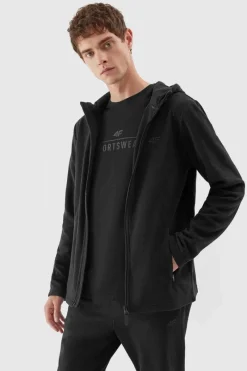 Best Polar Męski Z Kapturem AW23TFLEM121-20S Czarny Męskie Bluzy Męskie|Odzież 4F