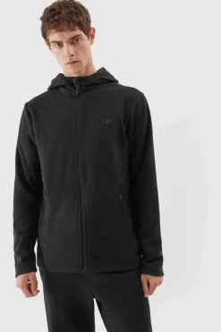 Best Polar Męski Z Kapturem AW23TFLEM121-20S Czarny Męskie Bluzy Męskie|Odzież 4F