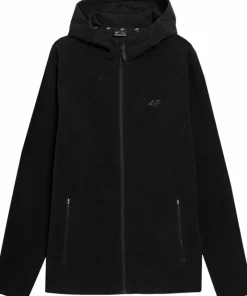 Best Polar Męski Z Kapturem AW23TFLEM121-20S Czarny Męskie Bluzy Męskie|Odzież 4F