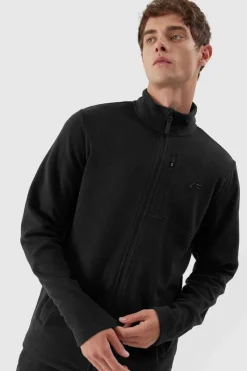 Bluzy Męskie|Odzież 4F>4F Polar Męski Ze Stójką Regular AW23TFLEM122-21S Czarny