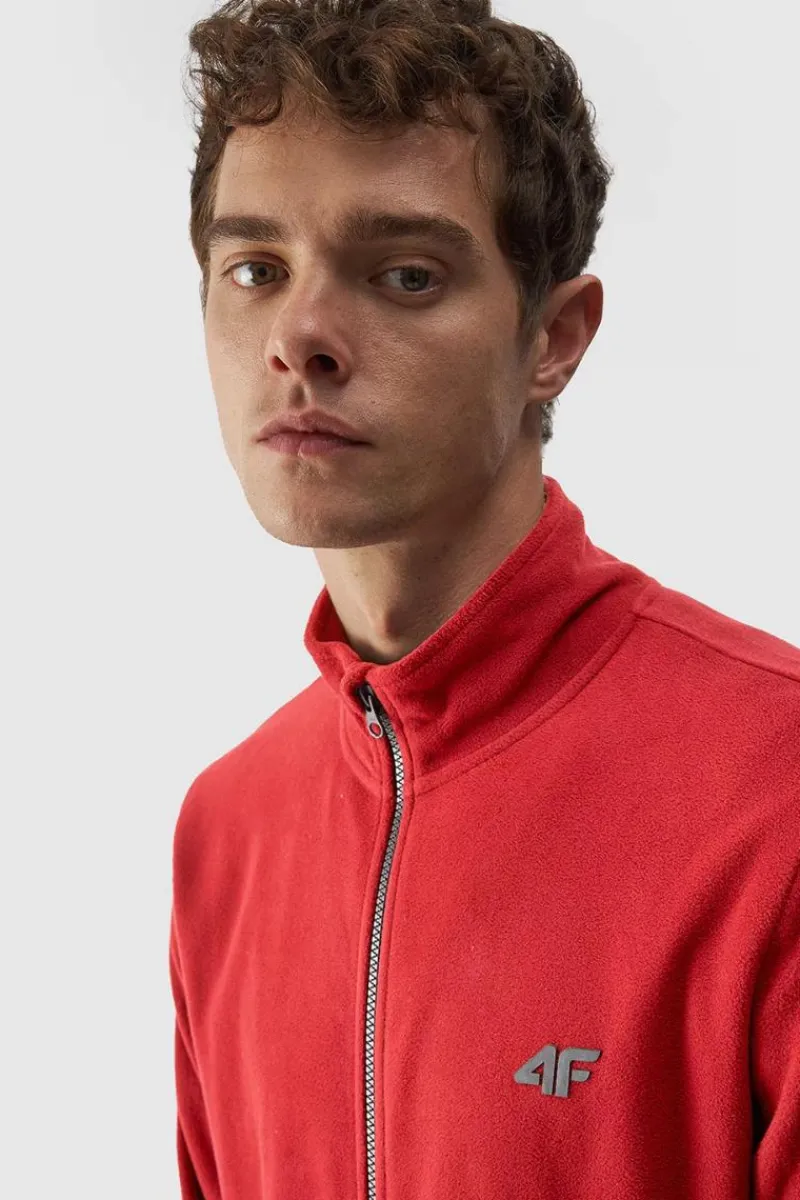 Bluzy Męskie|Odzież 4F>4F Polar Męski Regular Ze Stójką WMM00TFLEM289-60S Czerwony