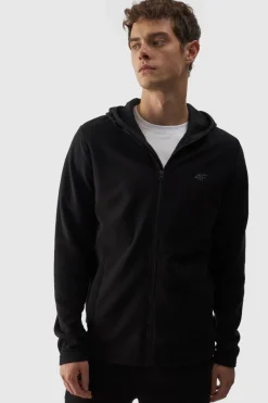 Bluzy Męskie|Odzież 4F>4F Polar Męski Z Kapturem Regular WMM00TFLEM290-20S Czarny