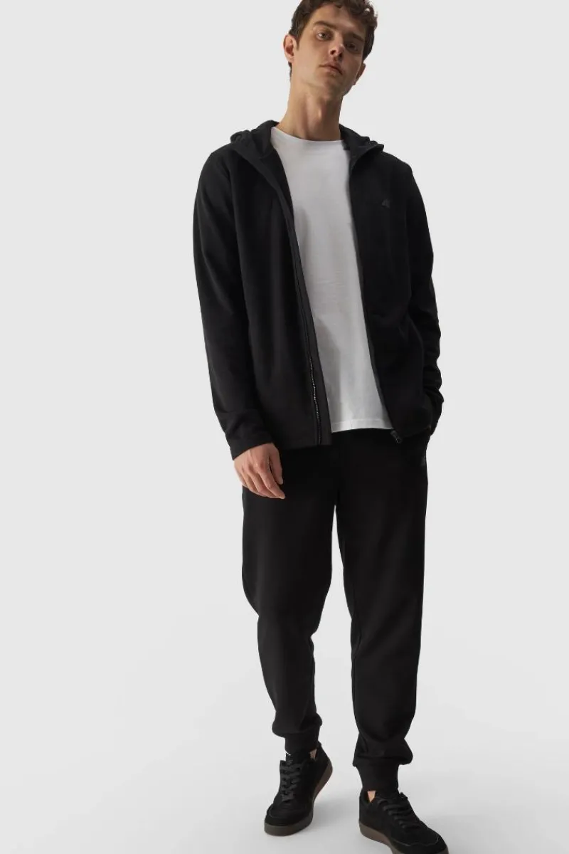 Bluzy Męskie|Odzież 4F>4F Polar Męski Z Kapturem Regular WMM00TFLEM290-20S Czarny