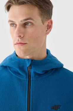 Sale Polar Męski Z Kapturem Regular WMM00TFLEM290-46S Turkusowy Męskie Bluzy Męskie|Odzież 4F