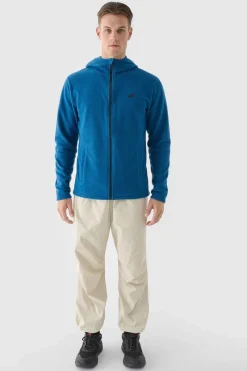 Sale Polar Męski Z Kapturem Regular WMM00TFLEM290-46S Turkusowy Męskie Bluzy Męskie|Odzież 4F