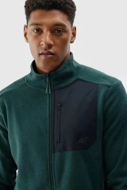 Hot Polar Męski Ze Stójką Regular WAW24TFLEM250-40S Ciemnozielony Męskie Bluzy Męskie|Odzież 4F