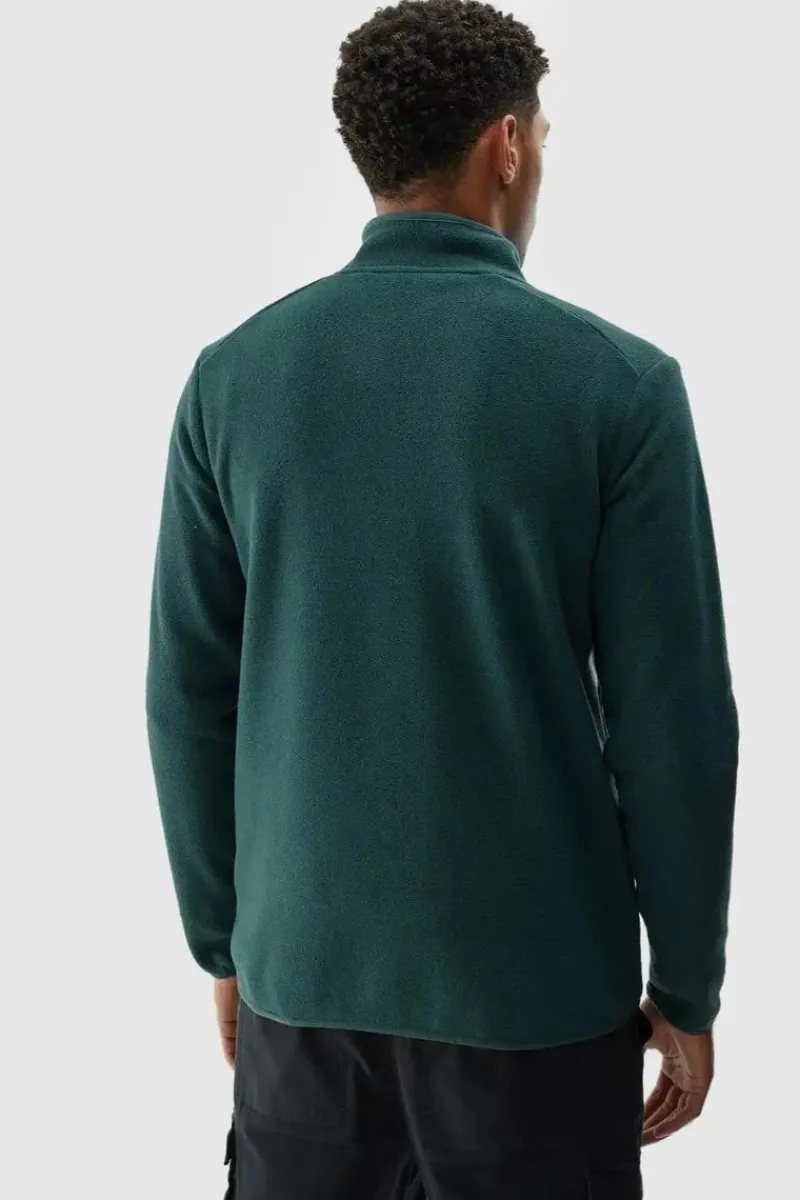 Hot Polar Męski Ze Stójką Regular WAW24TFLEM250-40S Ciemnozielony Męskie Bluzy Męskie|Odzież 4F