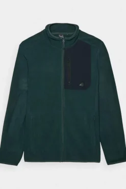 Hot Polar Męski Ze Stójką Regular WAW24TFLEM250-40S Ciemnozielony Męskie Bluzy Męskie|Odzież 4F