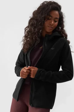 Bluzy Damskie|Odzież 4F>4F Polar Z Kapturem Regular Damski WMM00TFLEF291-20S Czarny