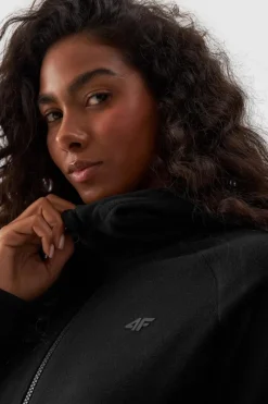 Bluzy Damskie|Odzież 4F>4F Polar Z Kapturem Regular Damski WMM00TFLEF291-20S Czarny