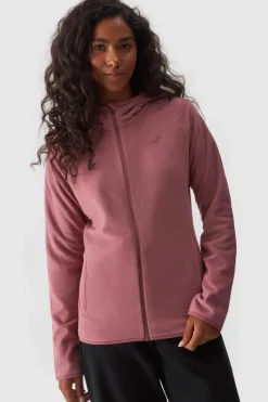 Bluzy Damskie|Odzież 4F>4F Polar Z Kapturem Regular Damski WMM00TFLEF291-53S Różowy