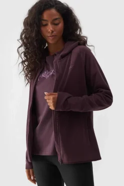 Sale Polar Z Kapturem Regular Damski WMM00TFLEF291-50S Fioletowy Damskie Bluzy Damskie|Odzież 4F