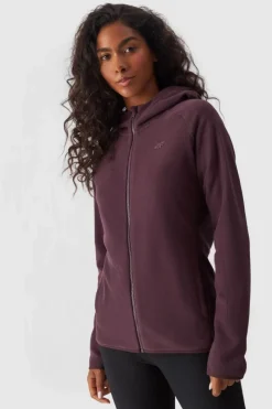 Sale Polar Z Kapturem Regular Damski WMM00TFLEF291-50S Fioletowy Damskie Bluzy Damskie|Odzież 4F