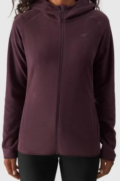 Sale Polar Z Kapturem Regular Damski WMM00TFLEF291-50S Fioletowy Damskie Bluzy Damskie|Odzież 4F