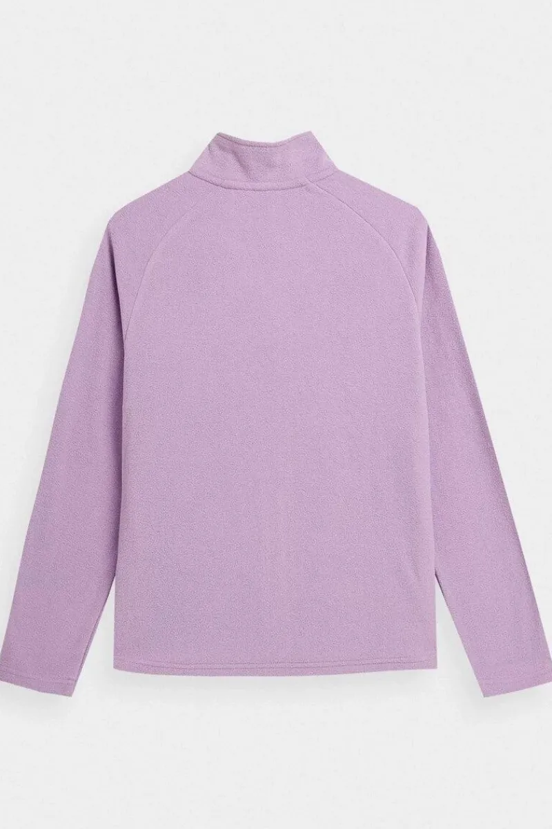 Bluzy Damskie|Odzież 4F>4F Polar Ze Stójką Regular Damski AW23TFLEF146-52S Fioletowy