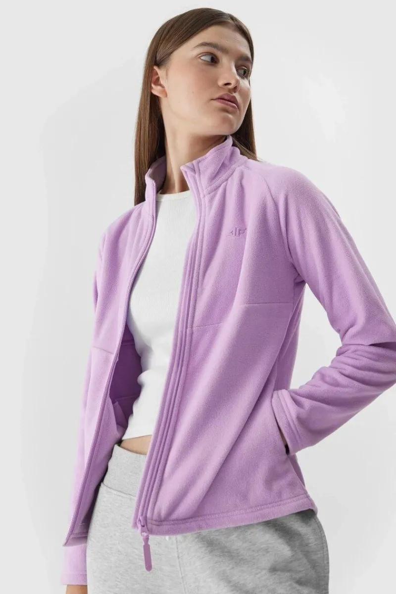 Bluzy Damskie|Odzież 4F>4F Polar Ze Stójką Regular Damski AW23TFLEF146-52S Fioletowy