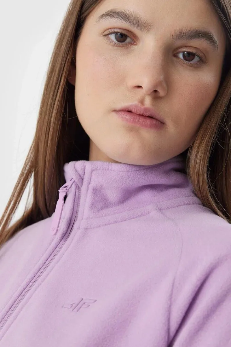 Bluzy Damskie|Odzież 4F>4F Polar Ze Stójką Regular Damski AW23TFLEF146-52S Fioletowy