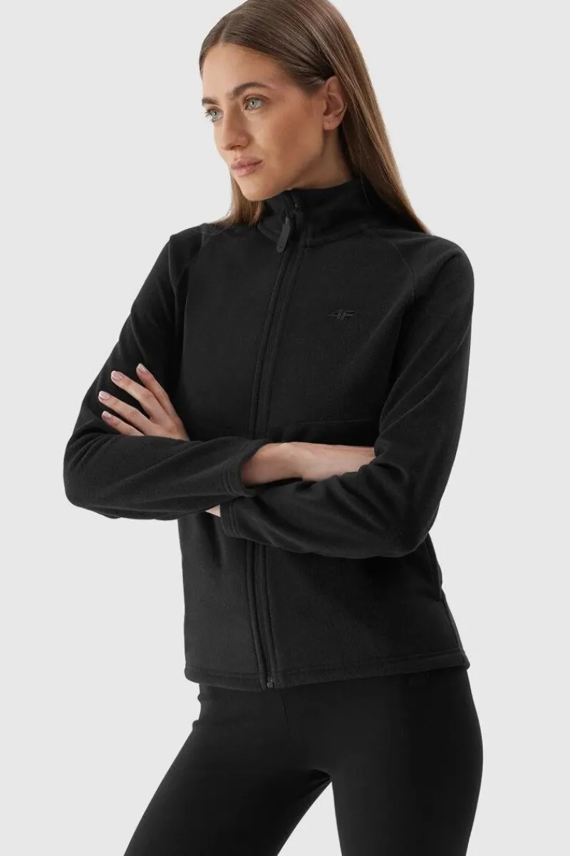 Best Polar Ze Stójką Regular Damski AW23TFLEF146-20S Czarny Damskie Bluzy Damskie|Odzież 4F