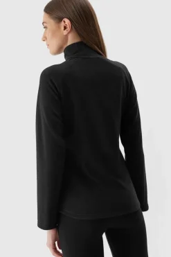 Best Polar Ze Stójką Regular Damski AW23TFLEF146-20S Czarny Damskie Bluzy Damskie|Odzież 4F