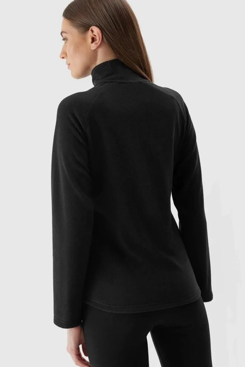 Best Polar Ze Stójką Regular Damski AW23TFLEF146-20S Czarny Damskie Bluzy Damskie|Odzież 4F