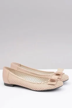 New Polskie Skórzane Ażurowe Balerinki Kokarda Marianna Damskie Baleriny Skórzane|Baleriny Klasyczne