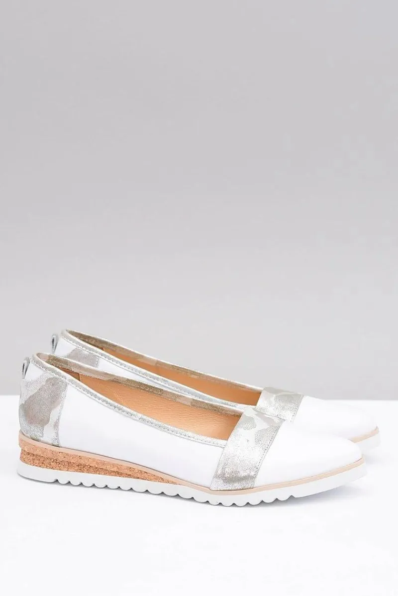 Baleriny Skórzane|Baleriny Klasyczne>Boto Polskie Skórzane Białe Balerinki Moro Persi