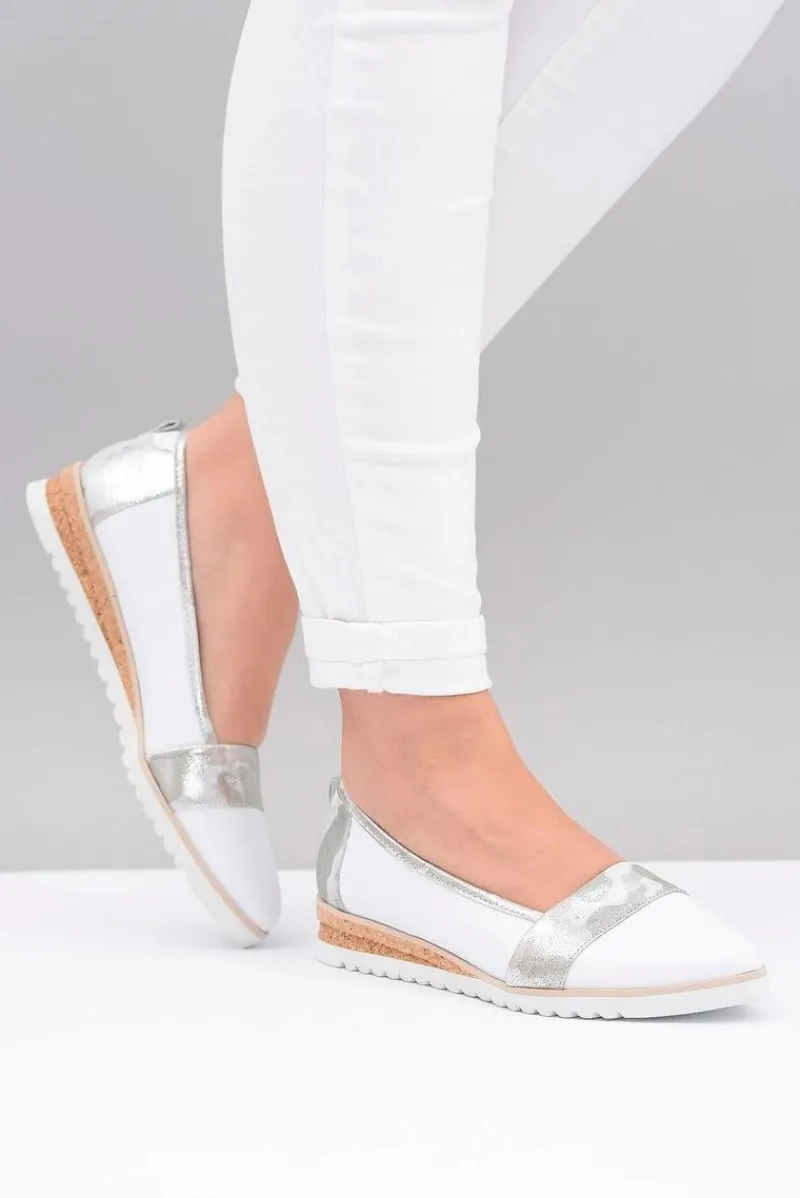 Baleriny Skórzane|Baleriny Klasyczne>Boto Polskie Skórzane Białe Balerinki Moro Persi