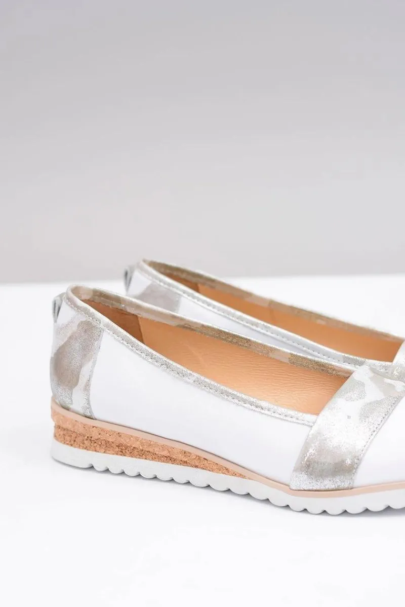 Baleriny Skórzane|Baleriny Klasyczne>Boto Polskie Skórzane Białe Balerinki Moro Persi