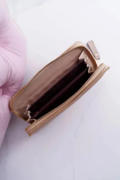 Portfele>Boto Portfel Damski Duży Beżowy Złoty Ozdobny Suwak