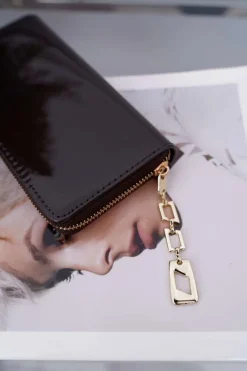 Portfele>Boto Portfel Damski Duży Ciemnoszary Złoty Ozdobny Suwak