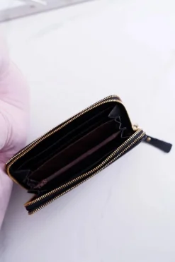 Online Portfel Damski Duży Czarny Złoty Ozdobny Suwak Portfele