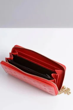 New Portfel Damski Duży Czerwony Lakierowany Złoty Zamek Portfele