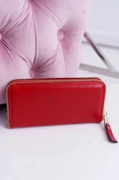 Clearance Boto Portfel Damski Duży Czerwony Złoty Ozdobny Suwak