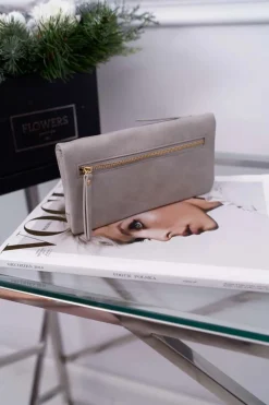 Clearance Boto Portfel Damski Duży Szary na Zatrzask