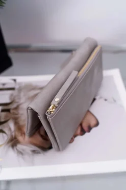 Clearance Boto Portfel Damski Duży Szary na Zatrzask