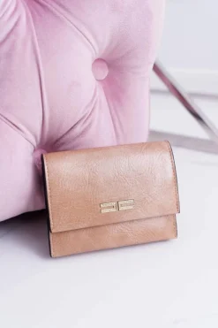 Clearance Portfel Damski Klasyczny Mały Beżowy Na Magnes Portfele