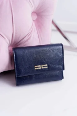 Portfele>Boto Portfel Damski Klasyczny Mały Granatowy Na Magnes
