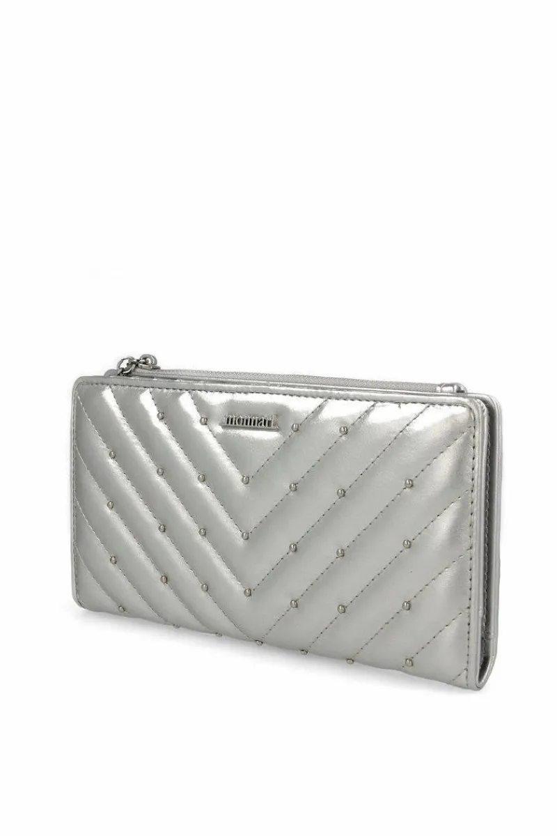 Best Monnari Portfel Damski PUR0010-022 Pikowany Srebrny