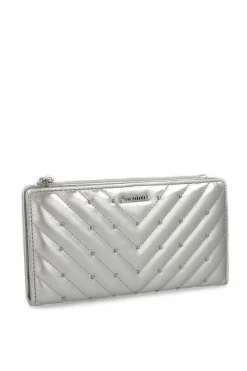 Best Monnari Portfel Damski PUR0010-022 Pikowany Srebrny