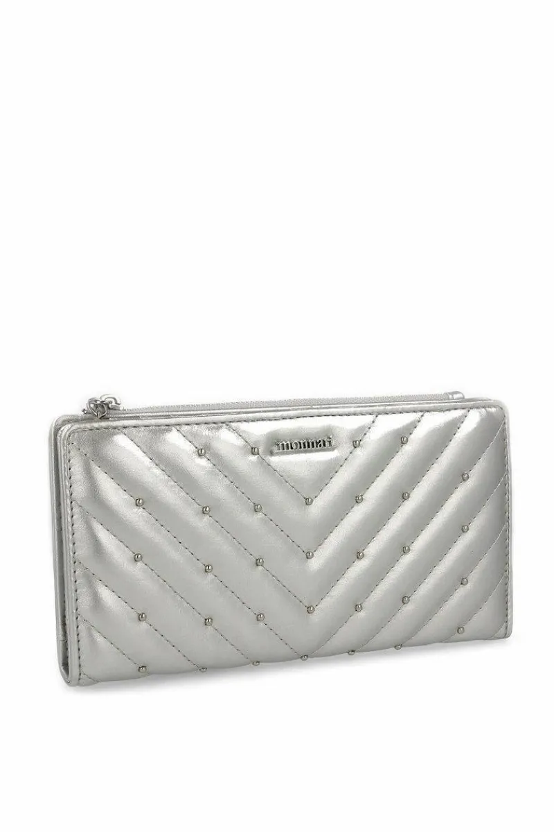 Best Monnari Portfel Damski PUR0010-022 Pikowany Srebrny