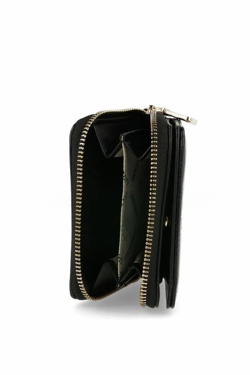 Online Portfel Damski Podkówka PUR0040-020 Czarny Połysk Portfele