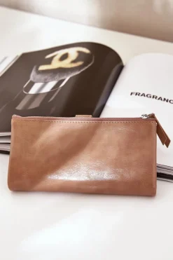 New Boto Portfel Damski Z Eko Skóry Ciemnobeżowy Irinda