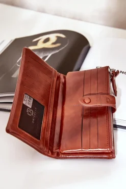 Online Portfel Damski Z Eko Skóry Brązowy Irinda Portfele