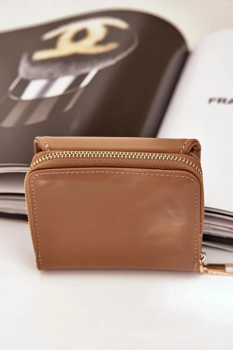 Clearance Portfel Damski Z Eko Skóry Ciemnobeżowy Congaia Portfele