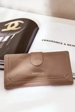 Discount Portfel Damski Z Eko Skóry Ciemnobeżowy Kalinessa Portfele