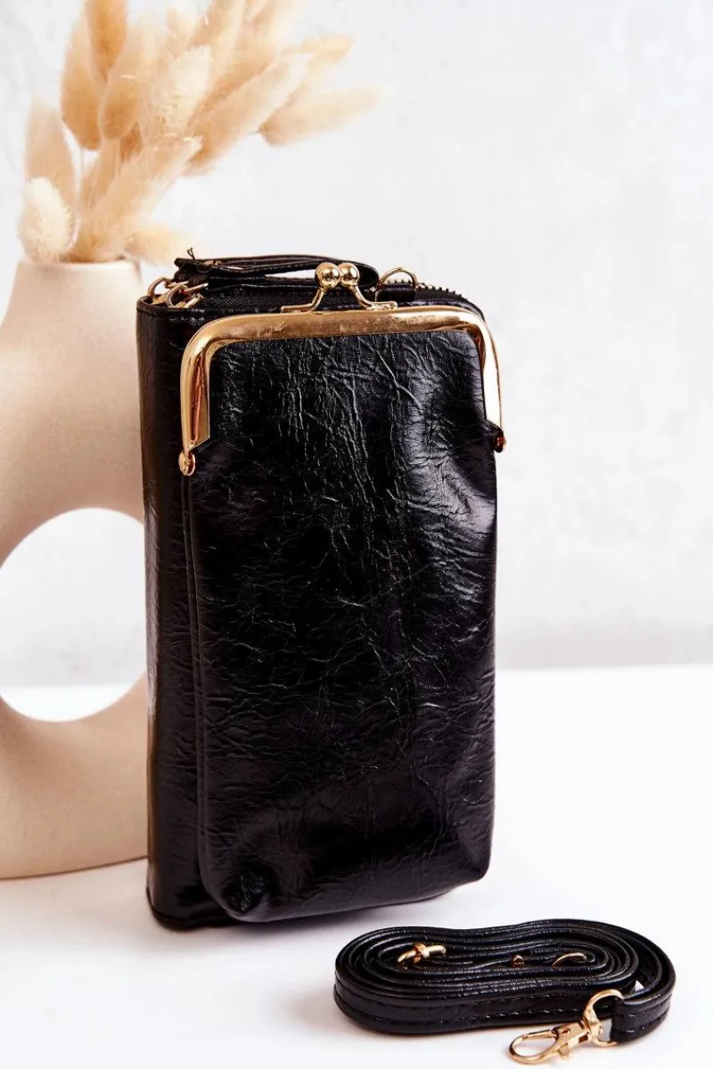 Portfel Torebka 2w1 Na Bigiel Czarny Leonore Listonoszki|Portfele