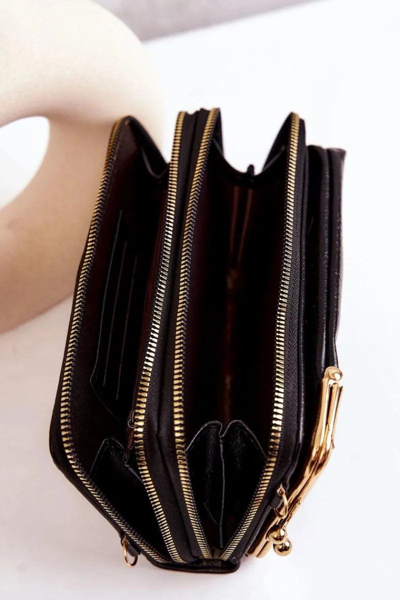 Portfel Torebka 2w1 Na Bigiel Czarny Leonore Listonoszki|Portfele